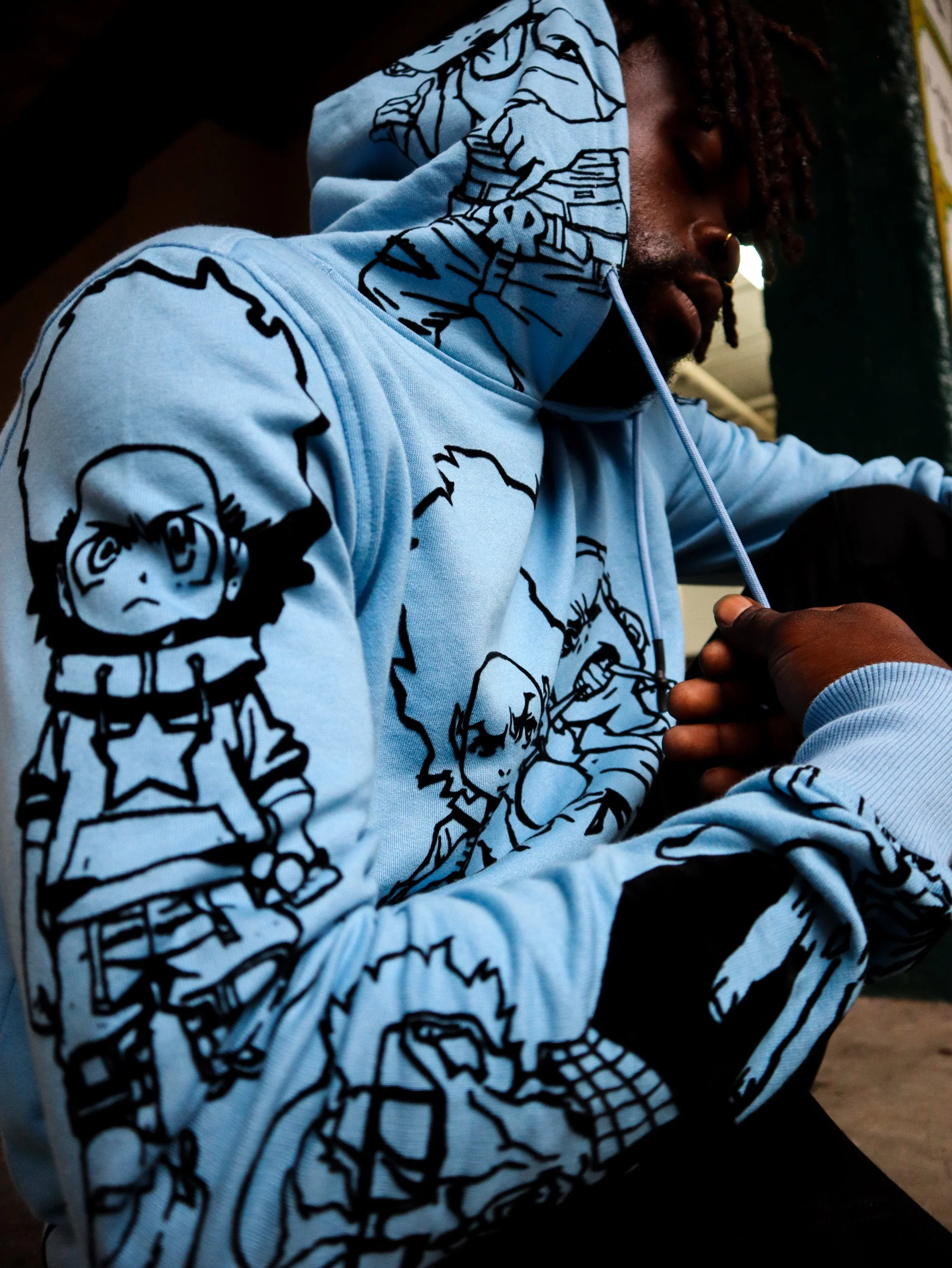 deKryptic x The Boondocks - Gold Winners Outline Blue Hoodie - Image 11