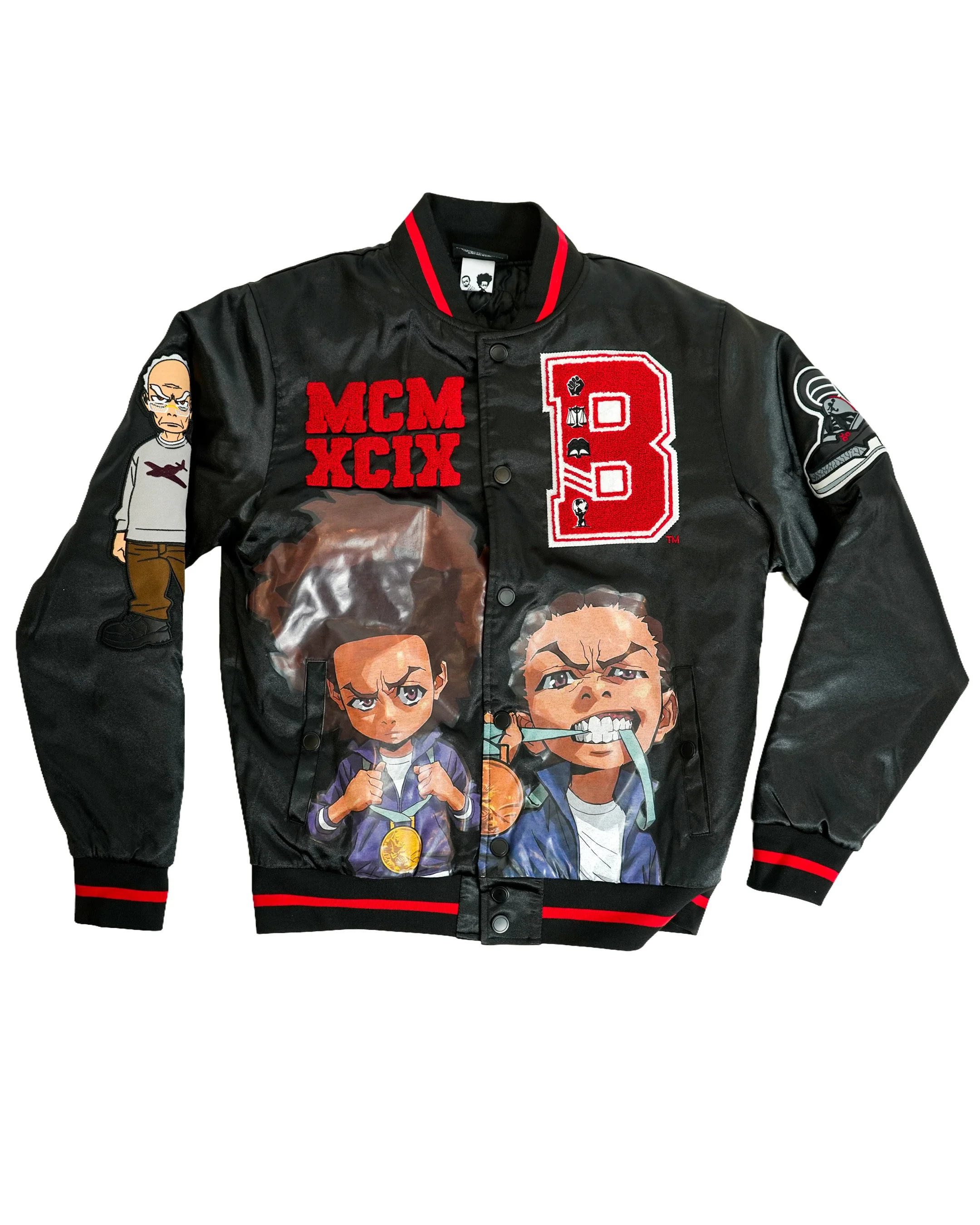 The Boondocks - Olympians Black Varsity Satin Jacket - Image 4