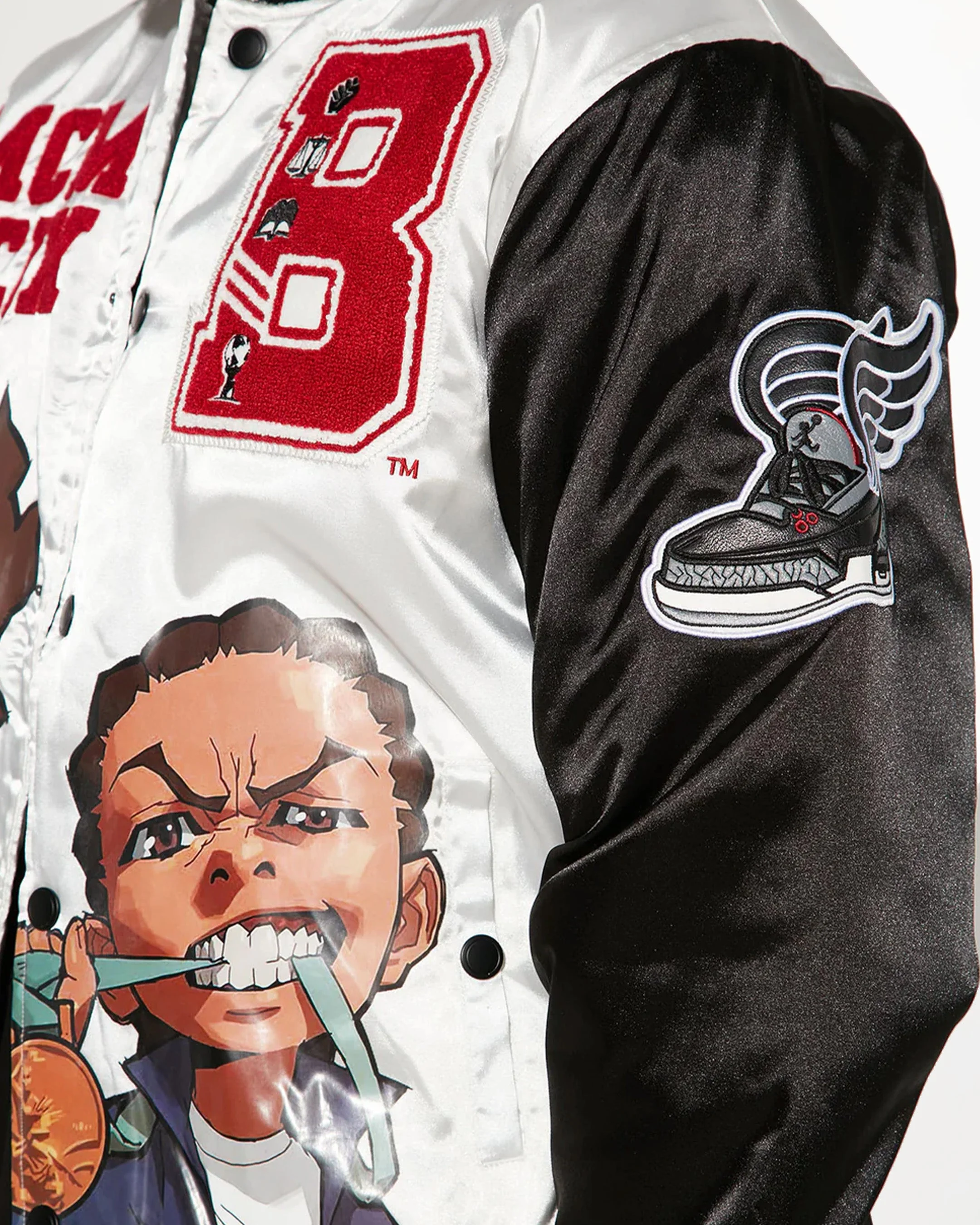 The Boondocks - Olympians White Varsity Satin Jacket - Image 3