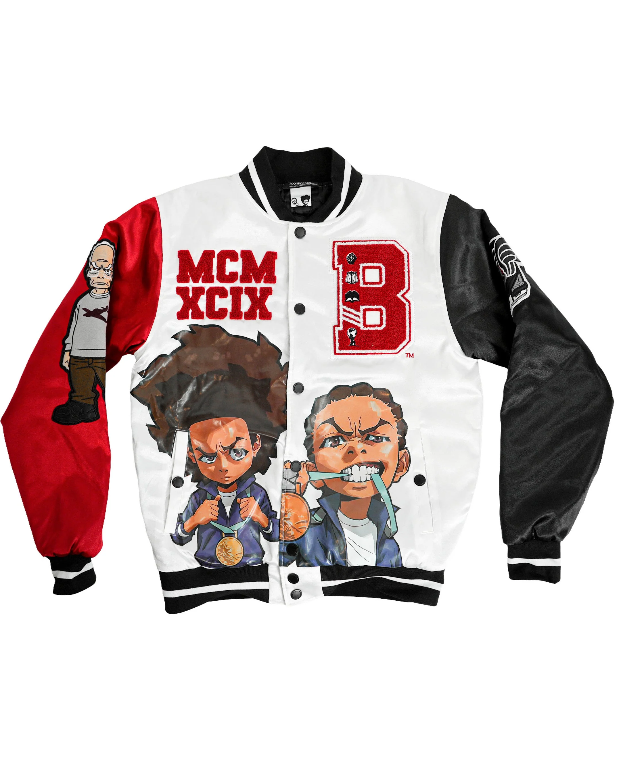 The Boondocks - Olympians White Varsity Satin Jacket - Image 4