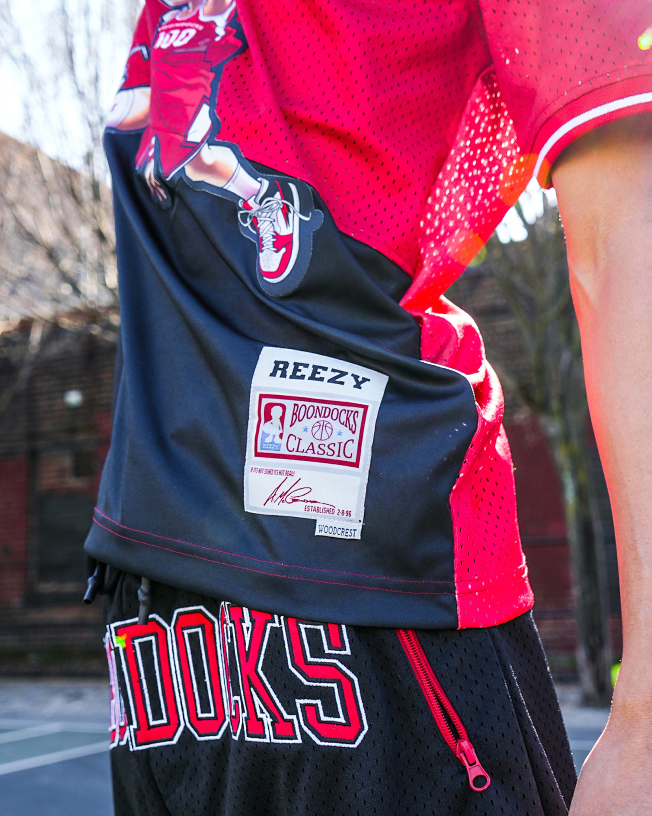 The Boondocks - Air Riley Mesh Knit Red & Black T-Shirt - Image 4