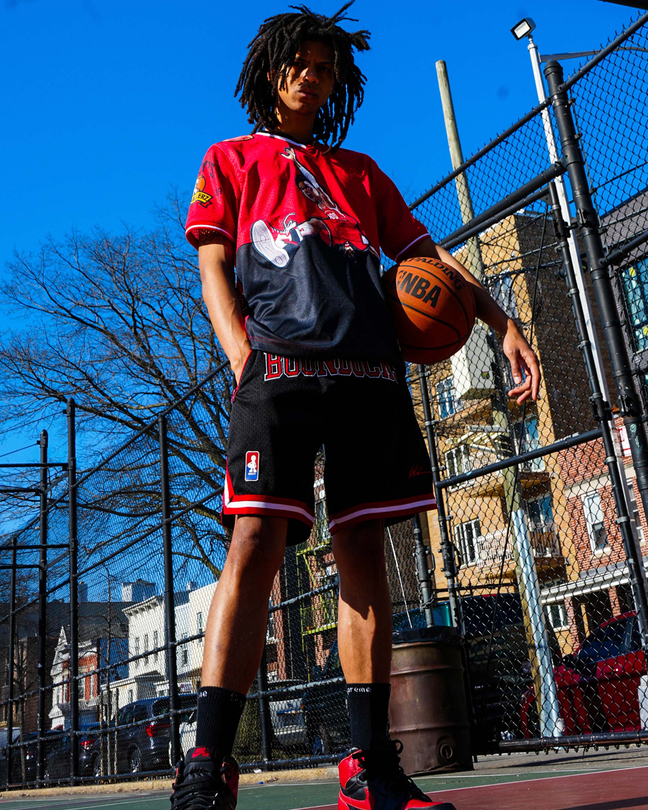 The Boondocks - Air Riley Mesh Knit Red & Black T-Shirt - Image 5