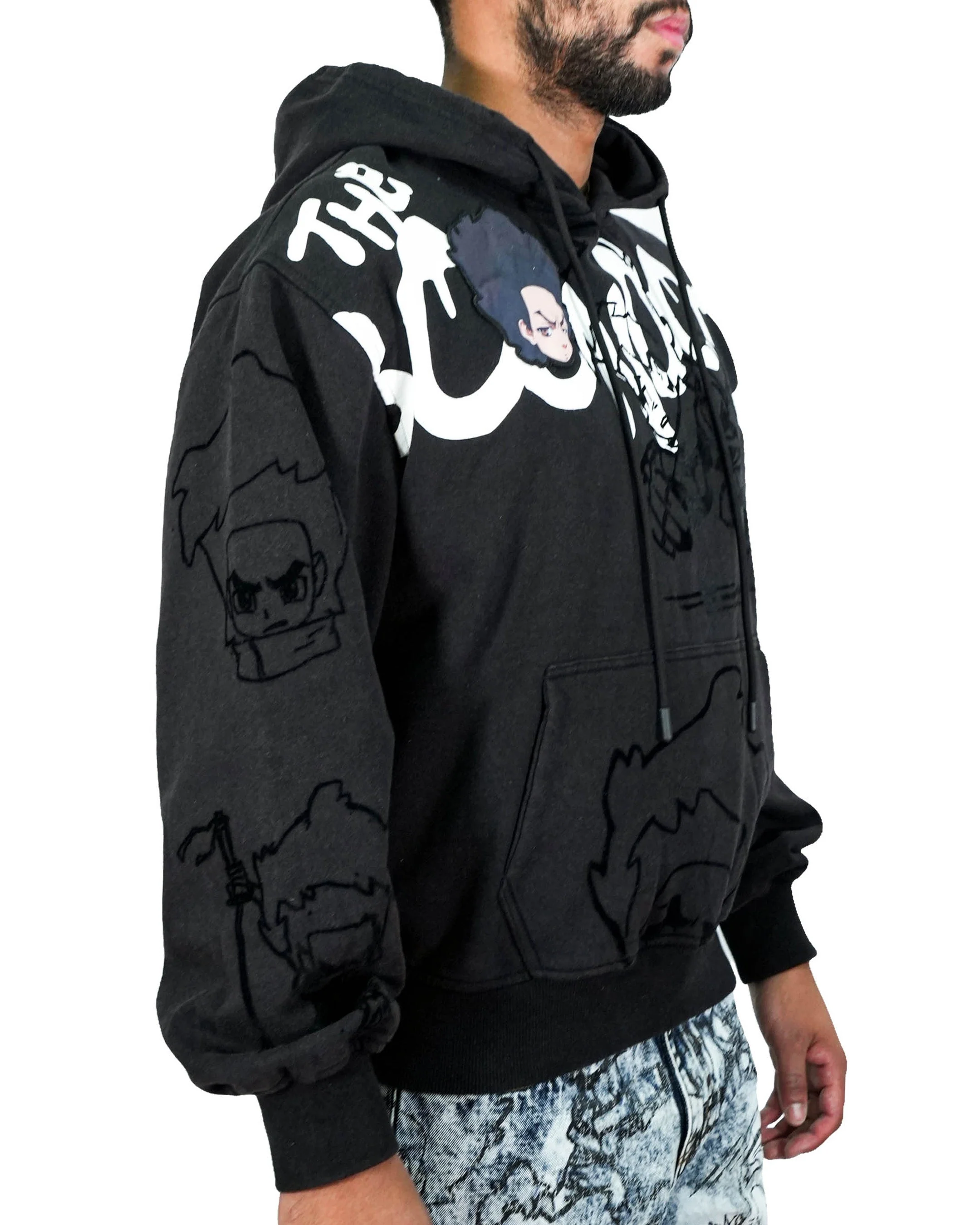 The Boondocks Huey Mashup Black Hoodie - Image 3