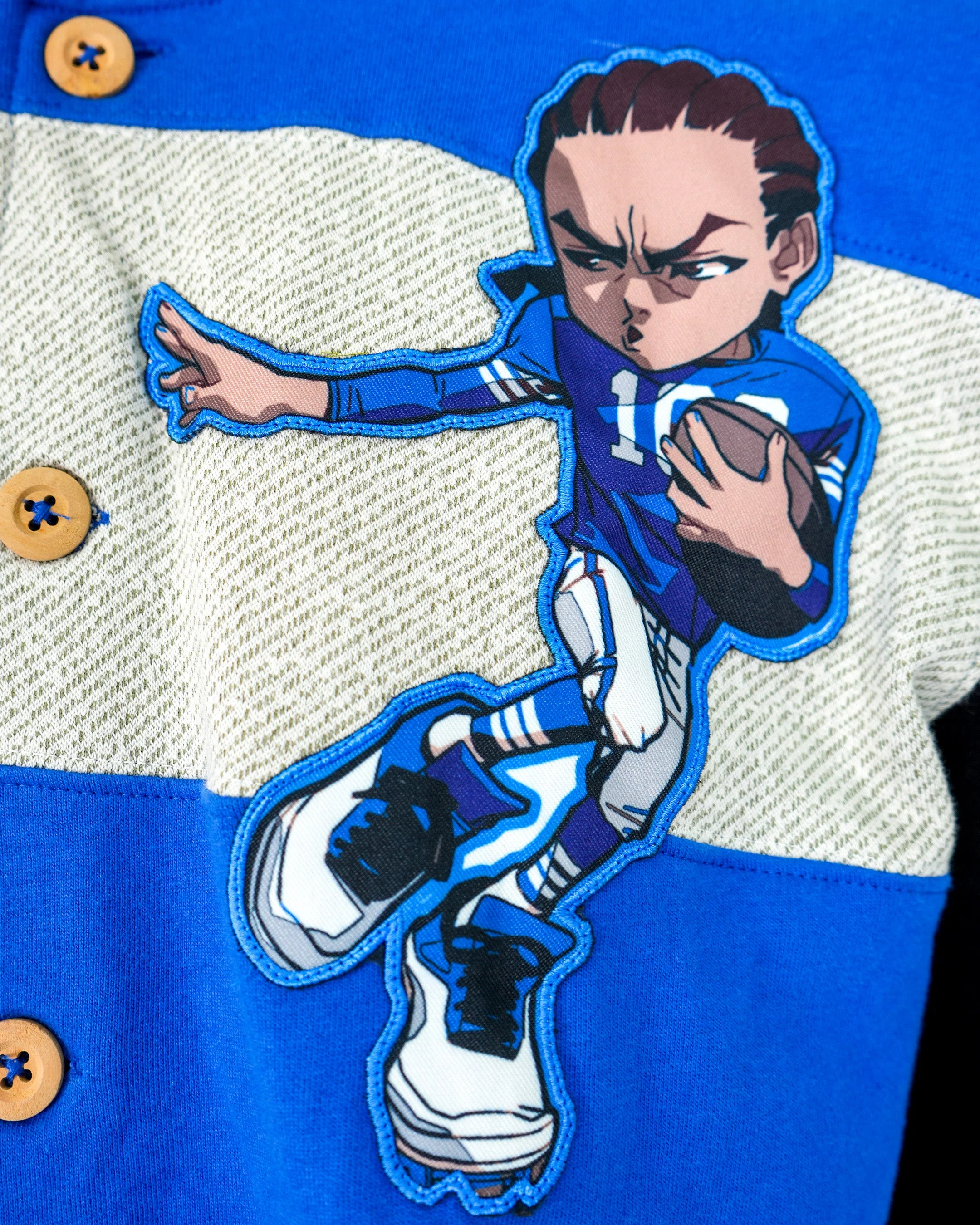The Boondocks Riley Football Knit Blue Hoodie - Image 3
