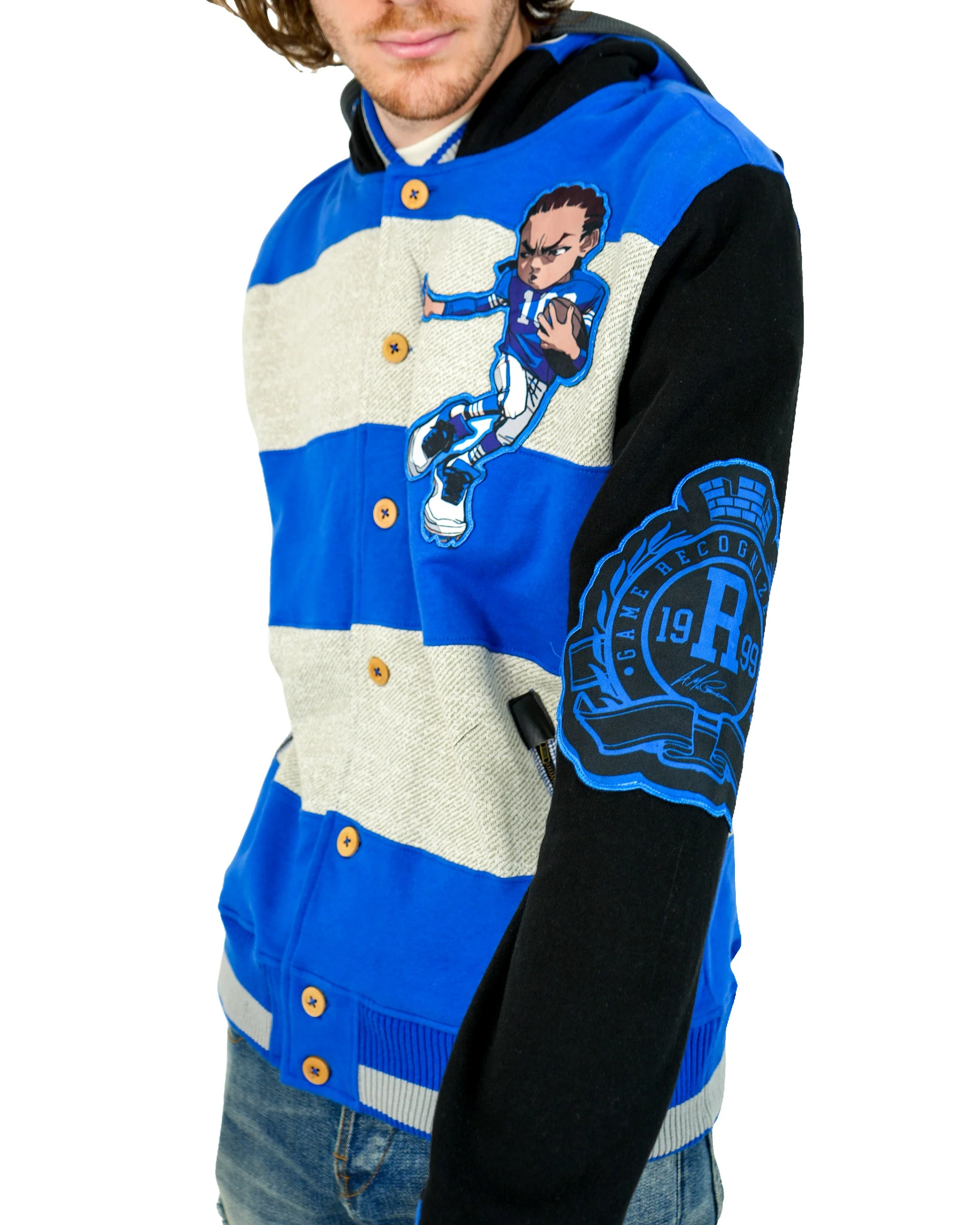 The Boondocks Riley Football Knit Blue Hoodie - Image 4