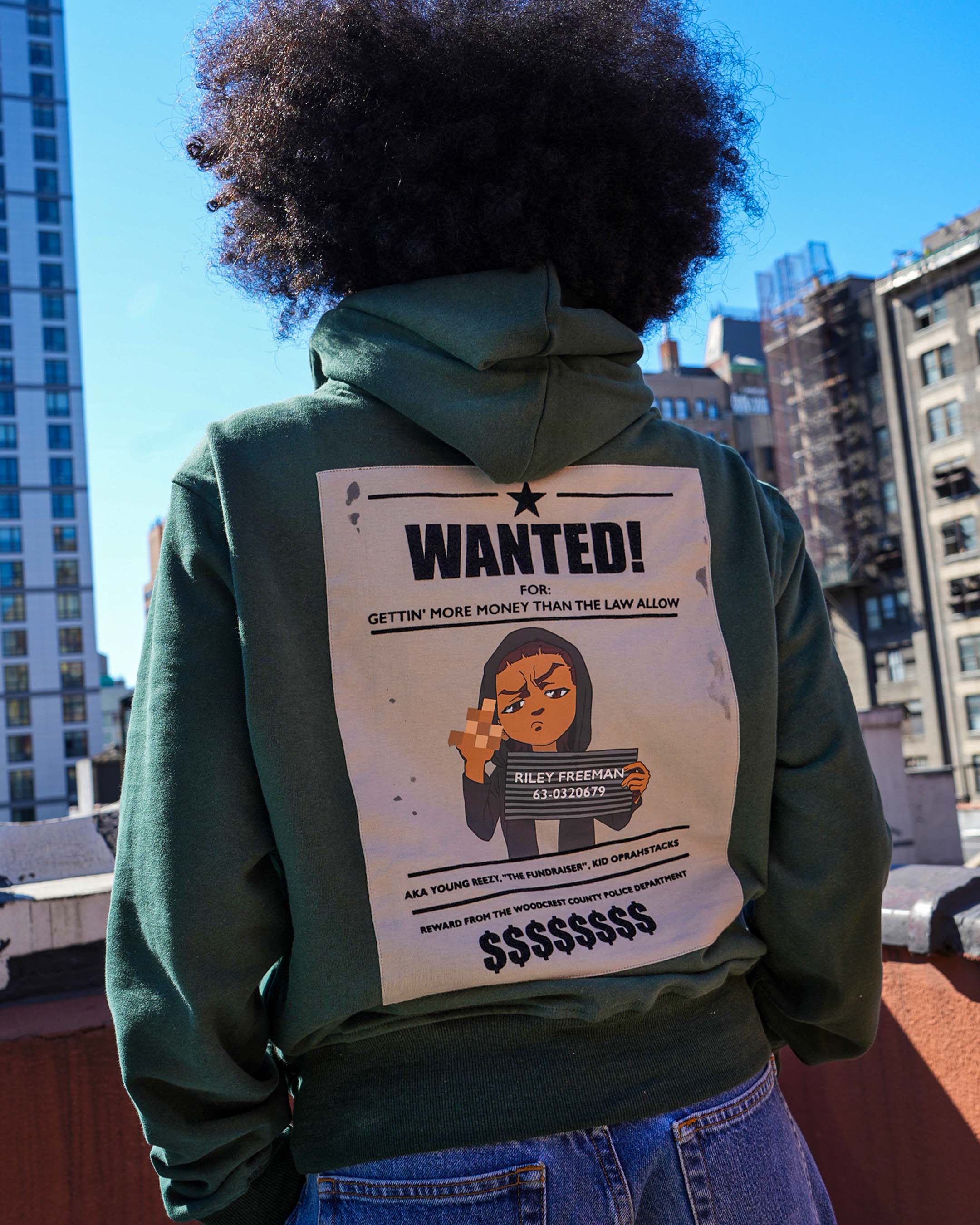The Boondocks - Riley "WANTED" Forest Green Knit Hoodie - Image 5